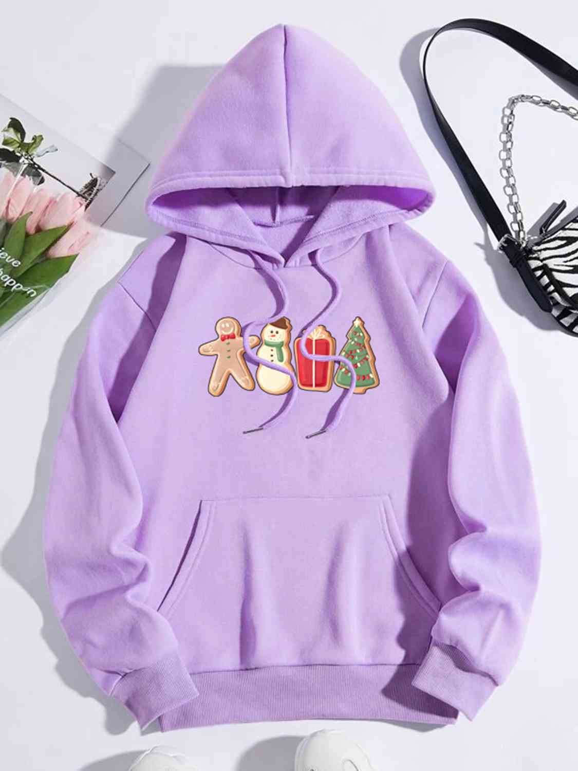 CHRISTMAS Graphic Drawstring Hoodie with Pocket