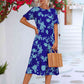 Floral Puff Sleeve Ruffle Hem Midi Dress