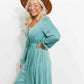 Full Size Scoop Neck Empire Waist Long Sleeve Mini Dress