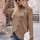 Full Size Ribbed Round Neck Buttoned Long Sleeve Tee