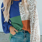 Full Size Color Block Leopard Round Neck Sweatshirt