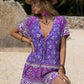 Tied Printed Short Sleeve Romper