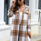 Penelope Plaid Belted Collared Neck Button Up Jacket