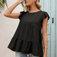 Women's Round Neck Flutter Sleeve Tiered Blouse