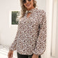 Floral Print Long Sleeve Mock Neck Blouse