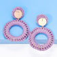Round Shape Raffia Grass Dangle Earrings