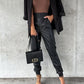 Smocked High Waist Pants with Pockets