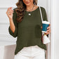 Rolled Round Neck Dropped Shoulder Slit Sweater