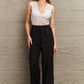 White Lace Detail Plunge Neck Sleeveless Bodysuit