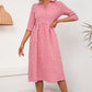 KeenLinear Plaid Collared Neck Midi Dress