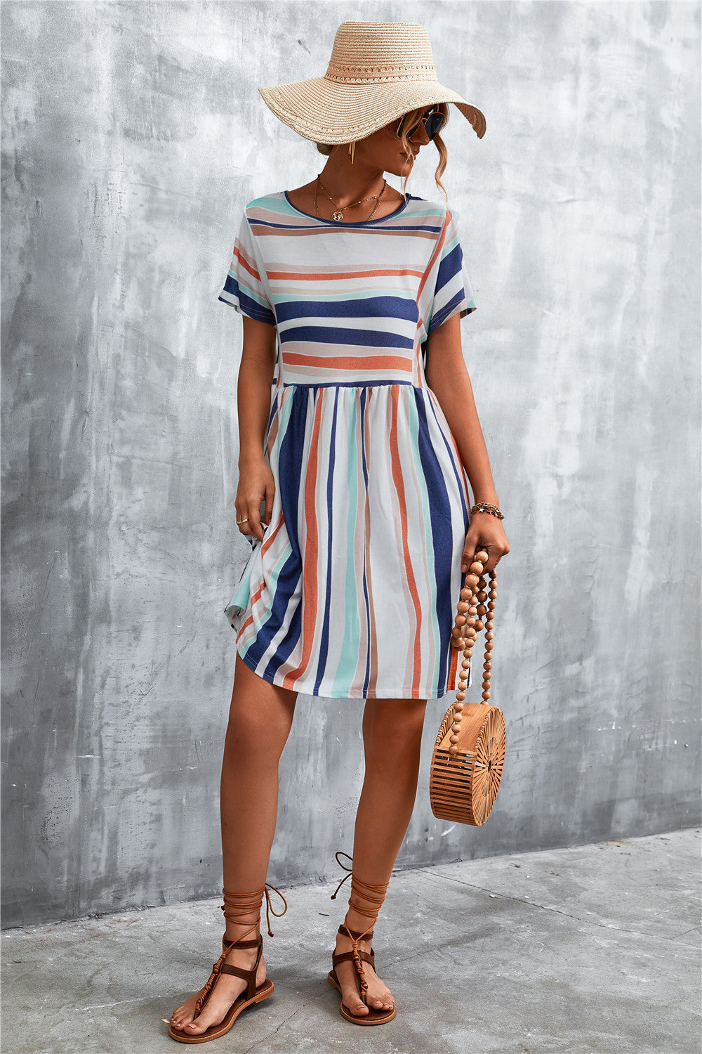 Women's Striped Round Neck Dress