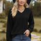 Textured V-Neck Dropped Shoulder T-Shirt