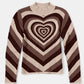 Heart Mock Neck Long Sleeve Sweater