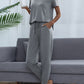 Full Size Round Neck Short Sleeve Top and Pants Set