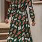 Printed Tied Pocketed Lantern Sleeve Dress