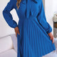 Women's Obsessed Tie Neck Balloon Sleeve Pleated Dress