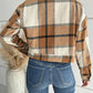 Plaid Button Up Drop Shoulder Cropped Jacket