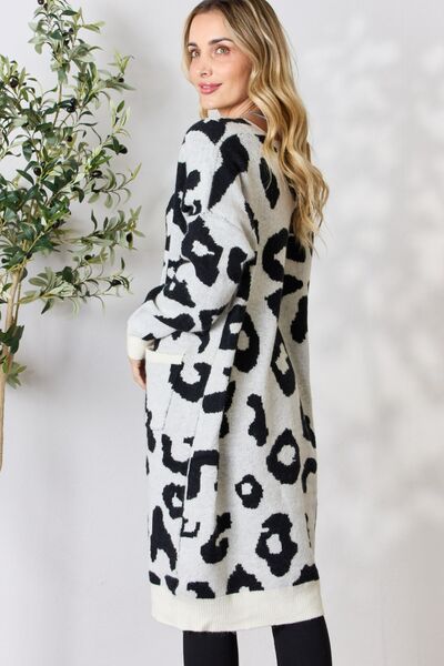 BiBi Leopard Open Front Ivory Cardigan