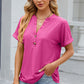 Eyelet Notched Short Sleeve T-Shirt