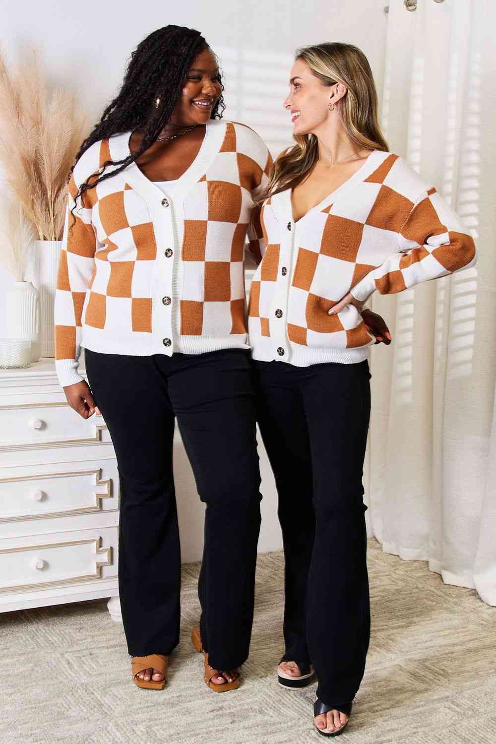 Double Take Button-Up V-Neck Dropped Shoulder Cardigan *