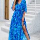 Printed Tied Half Sleeve Slit Dress