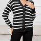 Beauteous Striped Dropped Shoulder V-Neck Knit Top