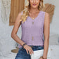 Eyelet Decorative Button V-Neck Tank