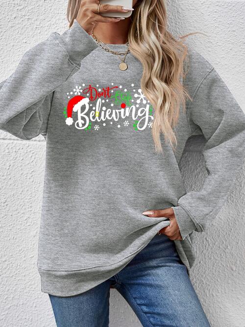 CHRISTMAS THEMED Letter Graphic Long Sleeve Sweatshirt