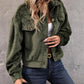 Moss Green Collared Neck Button Front Jacket with Pockets