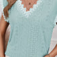 V-Neck Eyelet Short Sleeve Top