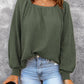 Square Neck Waffle-Knit Top