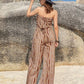 Tied Printed Tube Wide Leg Jumpsuit