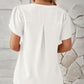Swiss Dot Notched Petal Sleeve T-Shirt