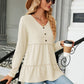 Full Size Long Sleeve V-Neck Cable-Knit Blouse