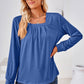 Square Neck Ruched Long Sleeve Blouse