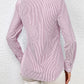 Bow Tie Waist Johnny Collar Neck Striped Blouse