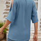 Textured Round Neck Split Sleeve Top