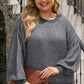 Plus Size Waffle-Knit Round Neck Dropped Shoulder Sweater