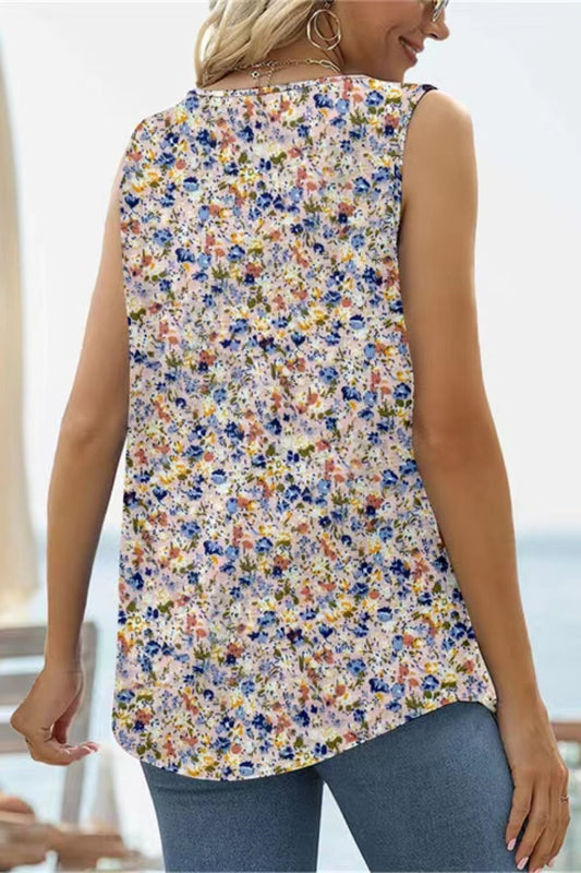 SALTYMIND Full Size Printed Square Neck Curved Hem Tank