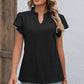Eyelet Notched Flutter Sleeve T-Shirt
