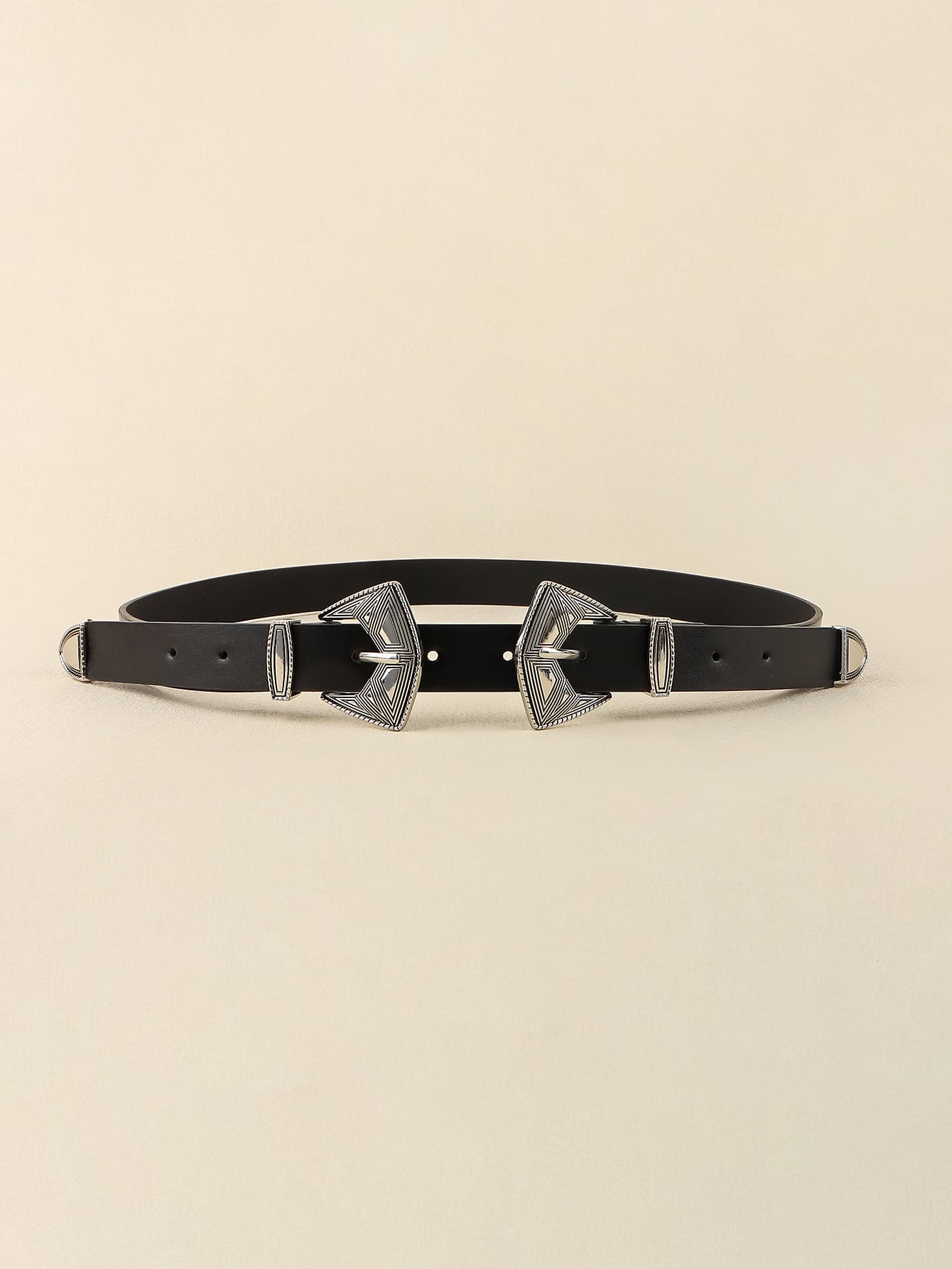 Jessica Anne Beauty Double Buckle PU Leather Belt