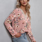 Printed V-Neck Long Sleeve Blouse