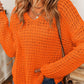 LoversLane Openwork Round Neck Long Sleeve Sweater