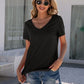 Lace Detail V-Neck Short Sleeve T-Shirt