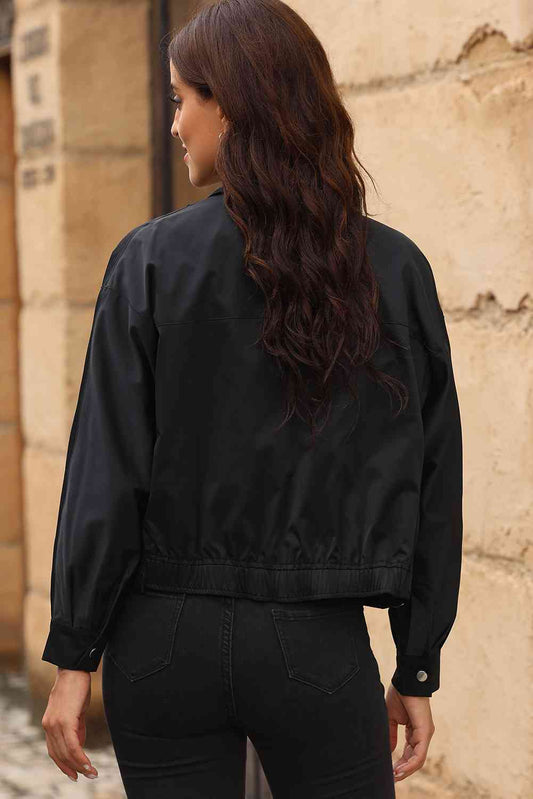 Black Zip-Up Collared Jacket