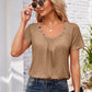 Decorative Button Scoop Neck T-Shirt