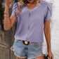 Eyelet V-Neck Petal Sleeve T-Shirt