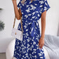 Aaliyah Isla Printed Round Neck Short Sleeve Pleated Dress
