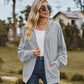 Zip Up Drawstring Long Sleeve Hooded Jacket