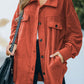 Button Up Collared Neck Long Sleeve Jacket
